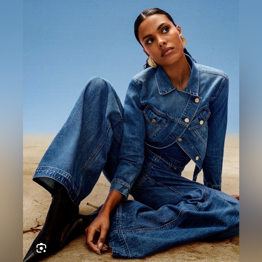 NWT Cult Gaia x Gap Asymmetrical Denim Women's Jeans Jacket Small - Picture 10 of 10